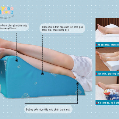 Gối kê chân chống giãn tĩnh mạch YOROKOBI cao 25cm dành cho người đau nhức chân, tiểu đường, tê bì, vọp bẻ, kiến bò, mẹ bầu phù chân tích nước - hàng thương hiệu- TÍM