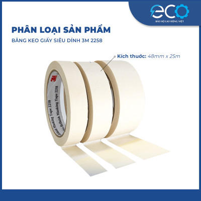 Băng keo giấy siêu dính 3M 2258 chuyên sử dụng che chắn trong sơn phủ
