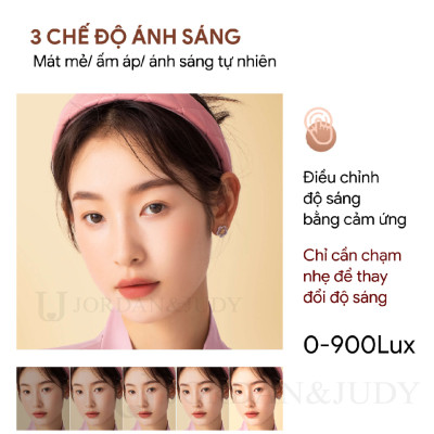 Gương Để Bàn Đèn LED Gương Cảm Ứng Để Bàn Trang Điểm Gương Có 3 Chế Độ Sáng Đổi Màu Sạc USB 23x16cm