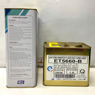 Sơn sàn bê tông epoxy KCC ET5660 Base C màu đỏ 2290 _ 4L/Bộ