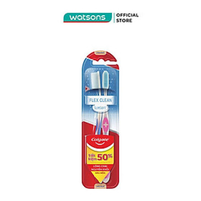 Bộ Bàn Chải Đánh Răng Colgate Flex Clean Slim Soft Twin Mềm Mại 2 Cây