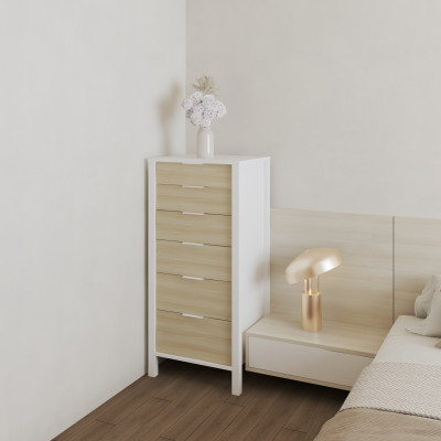 HAPPY FURNITURE , Tủ lưu trữ 6 ngăn kéo - MOKA, THK_245 , 55cm x 45cm x 120cm DxRxC