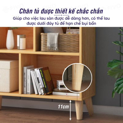 Tủ Kệ Sách Gỗ Đẹp Hiện Đại Đa Tầng FIVO Mã FB60 Nội Thất Lắp Ráp Đơn Giản, Chất Liệu Gỗ MDF Phủ Melamine Chống Thấm Bề Mặt Cực Tốt Hàng Cao Cấp, Có Kèm Tấm Lưng (Kích Thước 50x24x92cm)