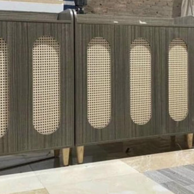 Tủ giày phối mây 3 cánh 1m Juno Sofa cửa vòm hiện đại