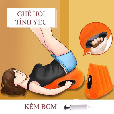 Ghế bơm hơi tình yêu Có Tay Vịn - Tặng Kèm Bơm Tay và quà tặng bơm tay đơn giản tháo ráp da bền đàn hồi không thủng