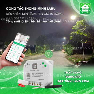 Công Tắc Wifi Lahu, Công Tắc Thông Minh Hẹn Giờ Không Cần Internet RTC HUNONIC, Công Suất Lên Đến 4000W - LAHU