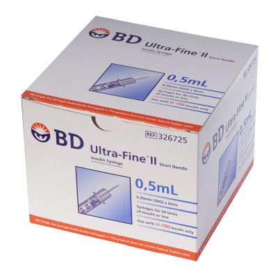 Hộp 100 Cây Bơm Kim Insulin Tiểu Đường 0.5ml BD ULTRA - FINE II SHORT NEEDLE 0.5ML/U100 - Chính hãng Made in USA