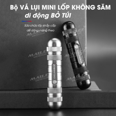 Vá Lụi Mini Xe đạp cho lốp xe không săm bỏ túi CB-9904 chất liệu nhôm nguyên khối, chắc chắn, chiều dài chỉ 9.6cm (tặng kèm thêm 5 sợi vá)  - Mai Lee