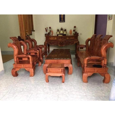 Bàn ghế tần thủy hoàng gỗ gõ tay 12