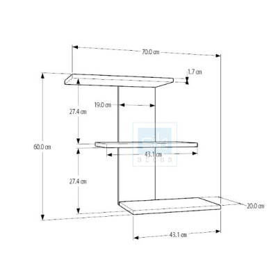 Kệ Gỗ Trang Trí Treo Tường Juno Sofa CTKT512 KT 70 x 60 x 21.7cm