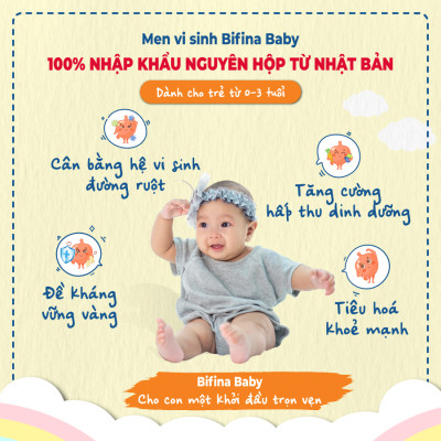 Men vi sinh Bifina Baby Nhật Bản – Hỗ trợ phòng ngừa rối loạn tiêu hoá, táo bón cho bé - Hộp 30 gói
