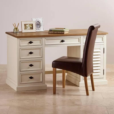 Bàn Làm Việc Shutter Gỗ Sồi Ibie OTDSHUO - Trắng (145 x 60 cm)