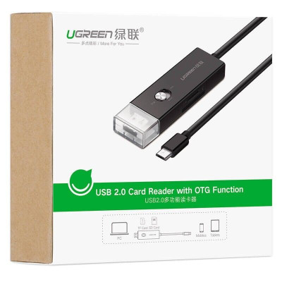 Ugreen UG30518US190TK 30CM màu Đen Cáp chuyển MICRO USB sang USB 2.0 đọc thẻ SD + TF hỗ trợ OTG - HÀNG CHÍNH HÃNG