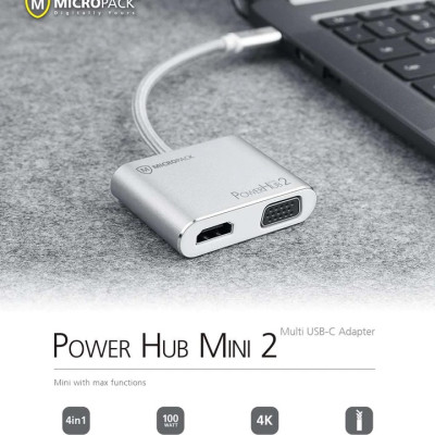 Hub 4 cổng USB-C MicroPack Digital AV Multiport Adapter - MDC-4V - Bạc - Hàng Chính Hãng