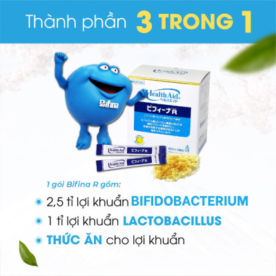 Men vi sinh Bifina Nhật Bản, Loại R 60 gói- Hỗ trợ tình trạng táo bón,tiêu chảy,đầy hơi