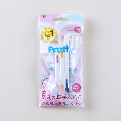 Set 03 chiếc dao cạo mặt Pretty, lưỡi bằng thép mạ 2 lớp Titanium sắc bén & bền bỉ - nội địa Nhật Bản