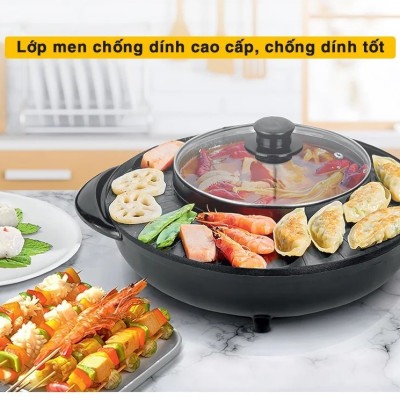 Bếp Lẩu, Nướng Điện 2 Trong 1 Đa Năng Phong Cách Hàn Quốc - Hàng Chính Hãng
