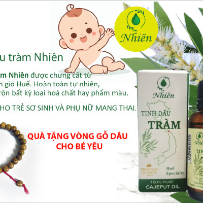 Tinh dầu tràm nguyên chất Nhiên 30ml- dầu tràm Huế nguyên chất, an toàn cho trẻ sơ sinh