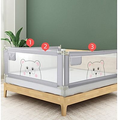 Bộ 2 thanh chắn giường đủ kích thước mẫu Gấu Xám