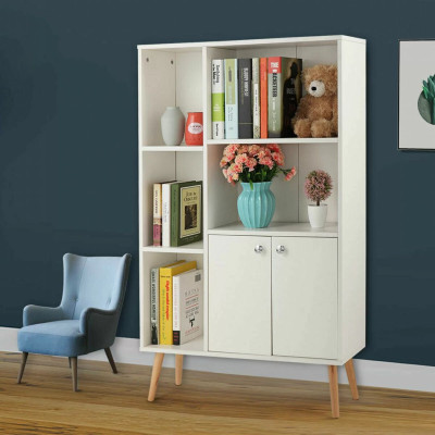 Tủ để sách hiện đại tích hợp nhiều ngăn SMLIFE Bluegold