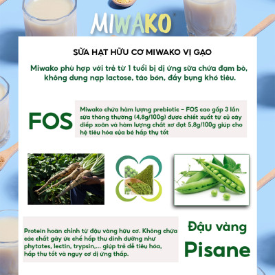Sữa Hữu Cơ Miwako Nhập Khẩu Malaysia Hộp 400g Vị Gạo, Sữa Hạt Dinh Dưỡng Cho Bé Biếng Ăn Tiêu Hóa Kém Thấp Còi