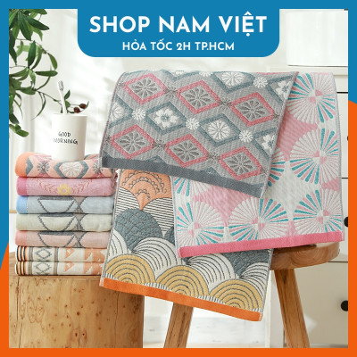 Khăn mặt phong cách Nhật vải gạc cotton 4 lớp siêu mềm siêu thấm hút