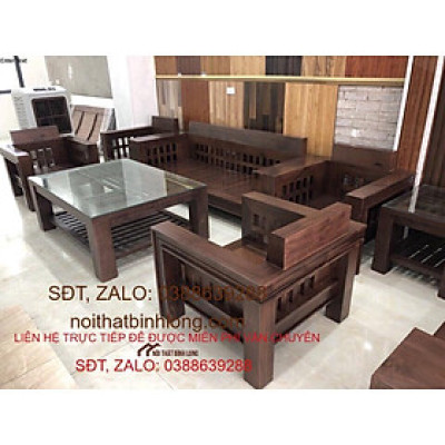 Bàn ghế đối caro gỗ óc chó BG118