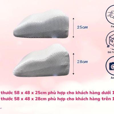 Gối Chống Giãn Tĩnh Mạch Kê Cao Chân Giúp Giảm Tê Buốt, Phù Nề Chân Và Vọp Bẻ Tặng Kèm Áo Vải Lưới 5D Thoáng Mát Được Bọc Sẵng