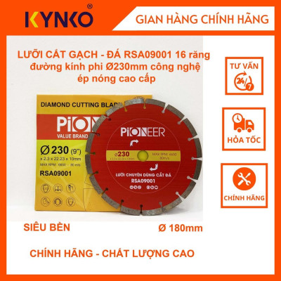LƯỠI CẮT GẠCH - ĐÁ RSA09001 16 răng  đường kính phi Ø 230mm công nghệ ép nóng cao cấp