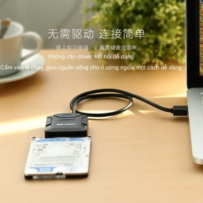 Ugreen UG20231CR108TK 25CM màu Đen Bộ chuyển đổi USB 3.0 sang SATA ổ cứng hỗ trợ nguồn - HÀNG CHÍNH HÃNG
