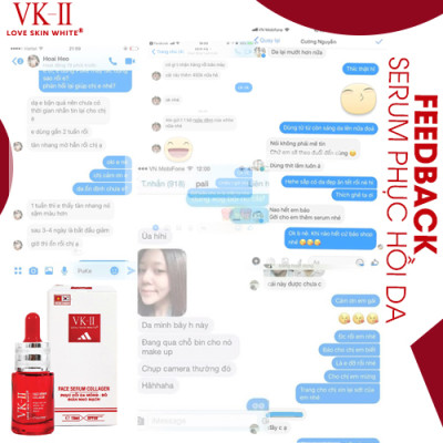 Tinh chất dưỡng phục hồi da mỏng đỏ, dị ứng VK-II Love Skin White Face Serum Collagen 15ml
