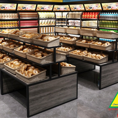 Kệ gỗ trưng bày rau củ quả, kệ trưng bày sản phẩm, hàng hóa KST423 - NỘI THẤT LẮP RÁP VIENDONGADV