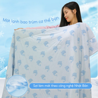[CHĂN HÈ MÁT LẠNH] Mền lạnh I Cool Advance NIN House NM8028 2mx2m2 hình heo hồng cute| Chăn chần Ice Silk, Chăn điều hoà nhiều độ