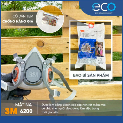 Bộ mặt nạ phòng độc 3M 6100/6200 với phin lọc 6006 kết hợp tấm lọc bụi 5N11 cùng nắp giữ 501 (7 món)