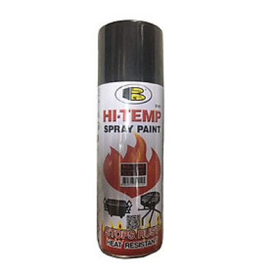 Bình phun sơn xịt chống cháy, chịu nhiệt độ cao đến 600oC Bosny Hi-Temp Spray Paint màu bạc 1500 / đen mờ 1200 để sơn pô xe máy, xe ô tô, bếp ga, ống khói, vỉ nướng,... - Sản phẩm thương hiệu Thái Lan