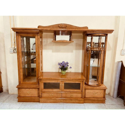 Kệ TIVI Gỗ Sồi Nga Kệ Kính Quay 2m2.