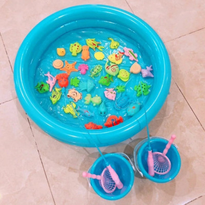 Đồ Chơi Câu Cá, SIZE ĐẠI, Bộ Câu Cá 42 Chi Tiết Cho Bé Gồm 2 Xô, 2 Cần Câu, 1 Phao, 1 Bơm Và Cá