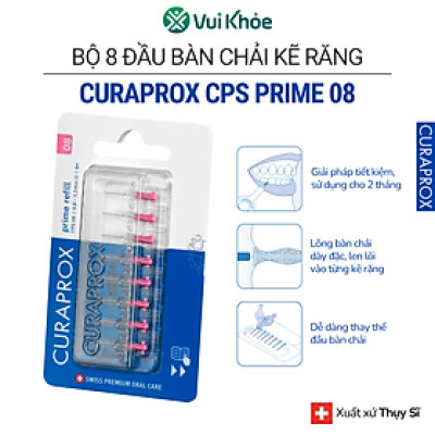 Bộ 8 đầu thay thế cho bàn chải kẽ răng Curaprox CPS 08 Prime - Hồng | Chăm sóc răng miệng chuẩn Thụy Sĩ
