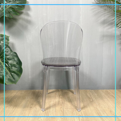 Ghế ngồi trang điểm nhựa trong suốt có nệm vải Ghế phòng ăn Ghế nhà hàng ICE 2A-PC