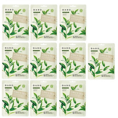 Combo 10 Miếng Mặt Nạ Trà Xanh Dabo Green Tea First Solution Mask Pack Hàn Quốc sạch nhờn ngừa mụn (23g / Gói)