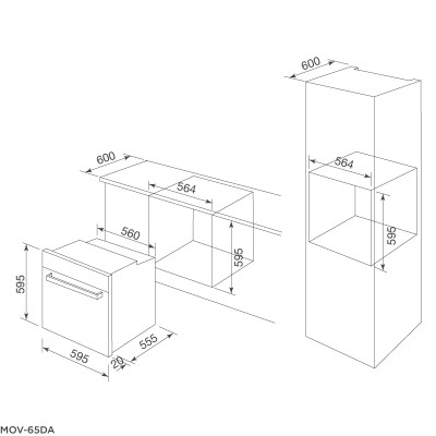 Lò nướng MOV-65DA (kính trắng) - Tặng Chảo không dính SA-02 + Khay úp chén dĩa MDD-14028 - Hàng chính hãng
