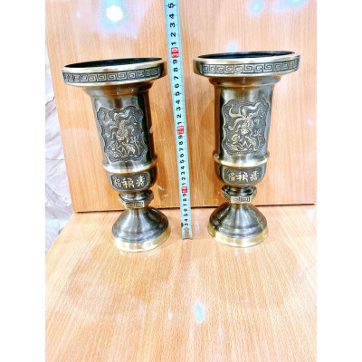 ĐÔI ỐNG ĐỰNG HƯƠNG CAO 29 x 14 CM NẶNG 3.6 KG CHẤT LIỆU BẰNG ĐỒNG