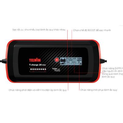  Máy Sạc Ắc Quy Đa Năng Telwin T-CHARGE 20 EVO