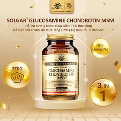 NHẬP KHẨU USA CHÍNH HÃNG - Viên uống hỗ trợ bôi trơn xương khớp, tăng cường độ đàn hồi tế bào sụn Solgar Glucosamine Condrotin MSM 