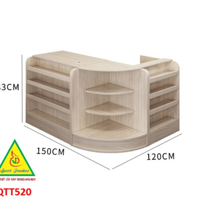 Quầy tính tiền, Bàn thu ngân cho cửa hàng tiện lợi, siêu thị mini, shop QTT520 - Nội thất lắp ráp Viễn Đông ADV