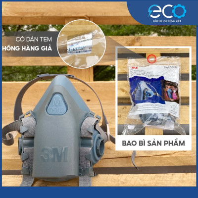 Combo (7 món) mặt nạ phòng độc 3M 7501, 7502 kết hợp phin lọc 3M 6006, tấm lọc bụi 5N11 cùng nắp giữ 501 lọc hơi hữu cơ Vô cơ, lọc bụi siêu mịn, phun sơn Lọc hơi độc chính hãng 3M