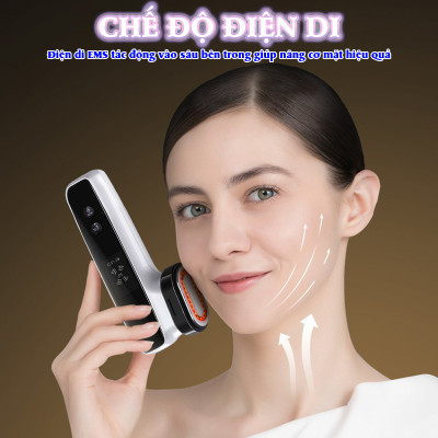Máy Massage Mặt Và Nâng Cơ Mặt Nikio NK-128 - Công Nghệ Điện Di RF và EMS, Photon Xanh và Đỏ Chườm Nóng Và Lạnh - Hỗ Trợ Đẩy Tinh Chất, Giảm Nếp Nhăn, Tăng Sinh Collagen, Trẻ Hóa Da