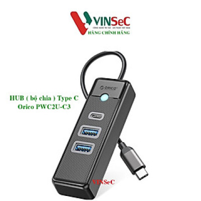 HUB Type C ra 1 cổng TYPE C + 2 Cổng USB 3.0 Orico PWC2U-C3 - Hàng Chính Hãng