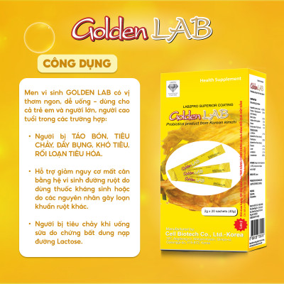 Men vi sinh Golden Lab - Nhập khẩu từ Hàn Quốc Hộp 20 gói - 60 gói