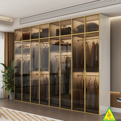 Tủ quần áo gỗ MDF cánh kính cường lực khung nhôm 4TAK06 - Nội thất lắp ráp Viendong Adv